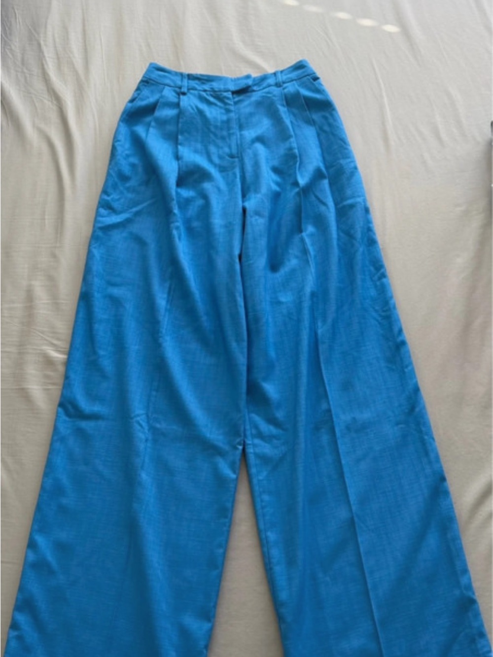 Topshop Wide Leg High-Waist Pants - Blue